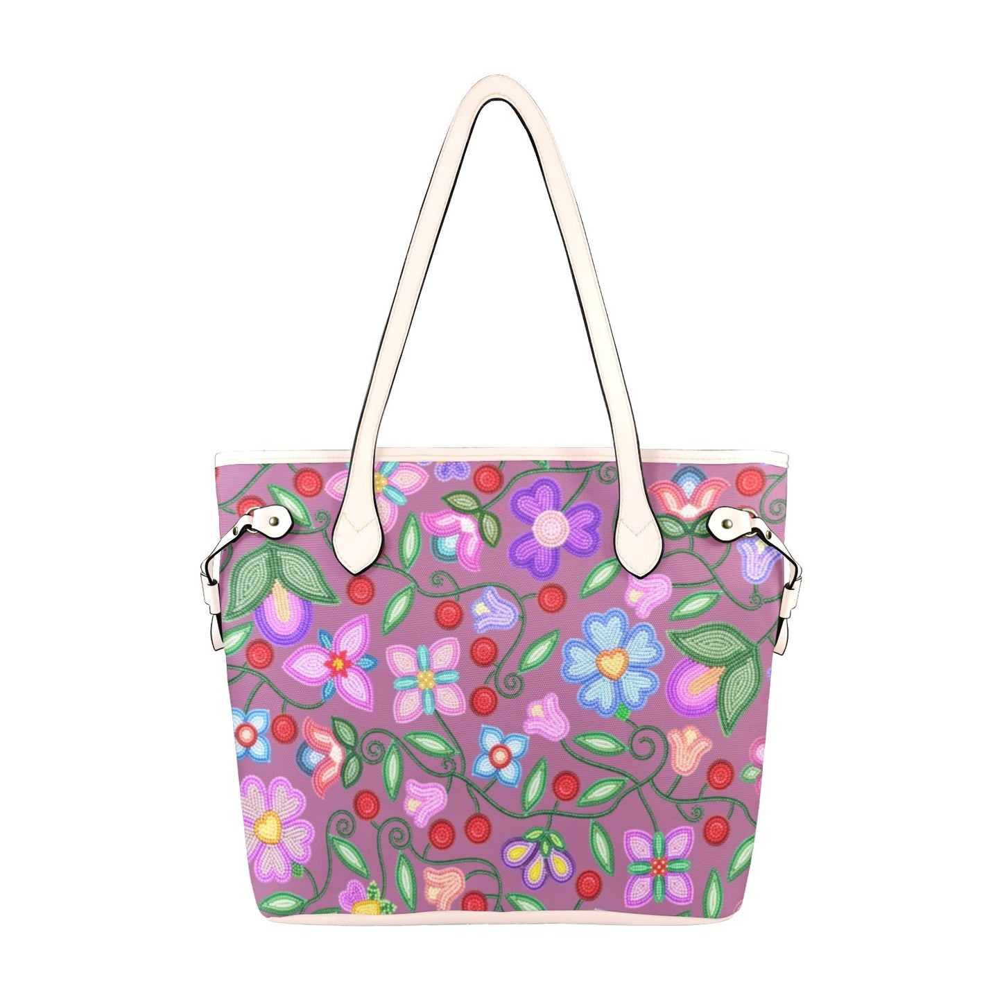 Petal Harmony Dusty Rose Clover Canvas Tote
