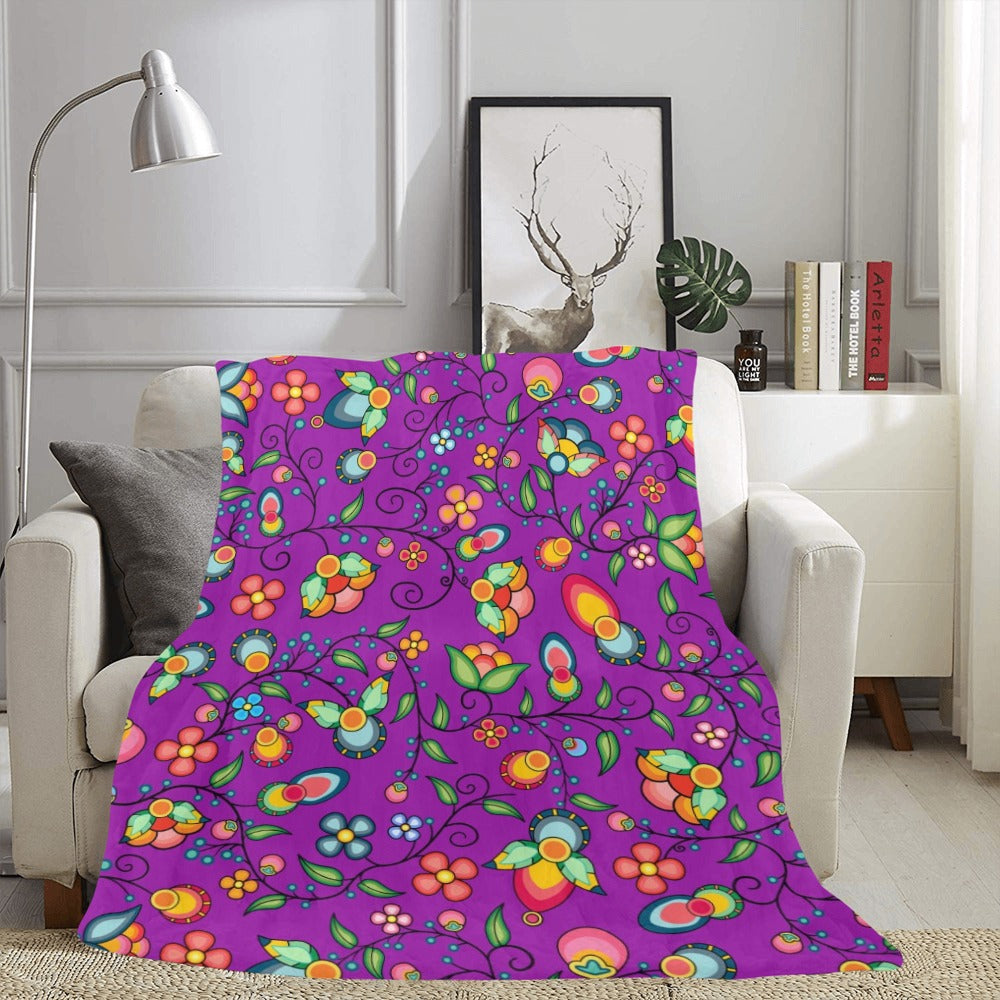 Floral Bounty Purple X-Large Micro Fleece Blanket