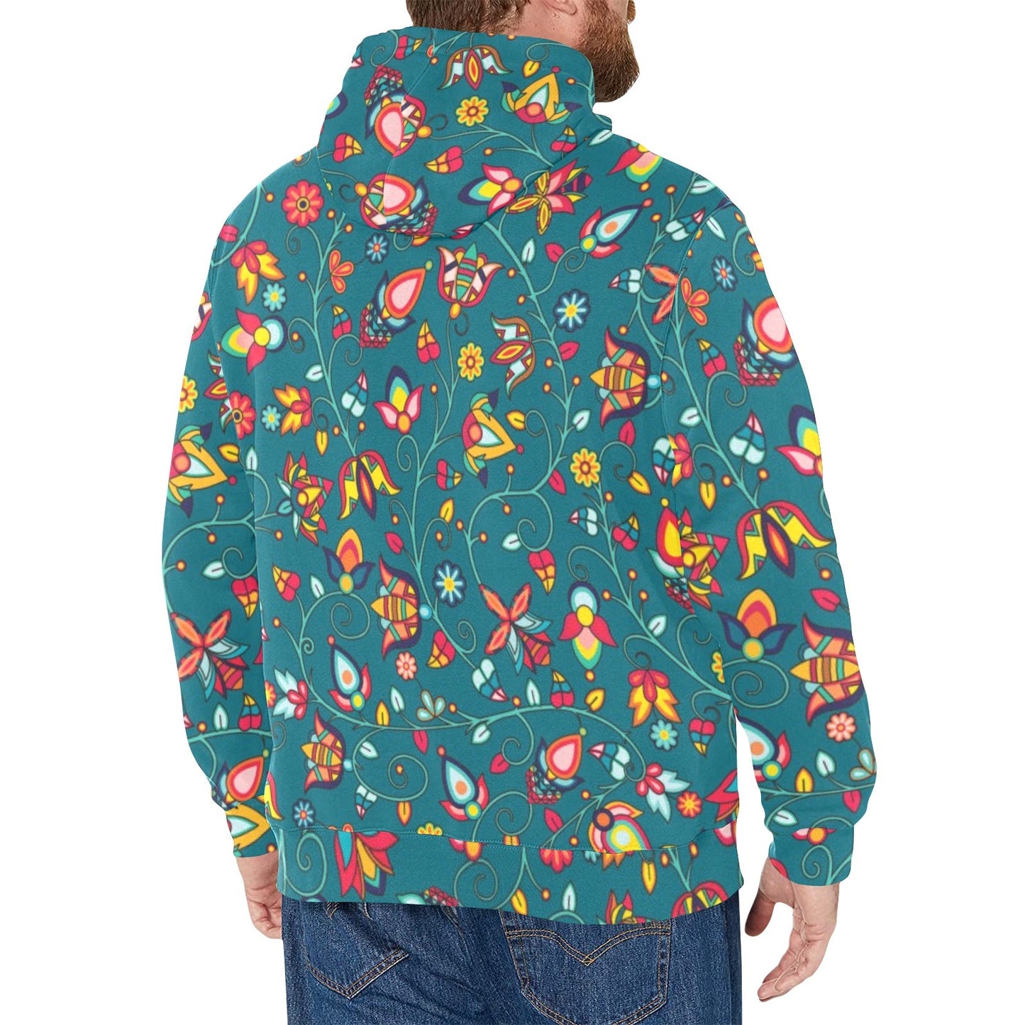 Thorny Path Teal Men's Long Sleeve Fleece Hoodie