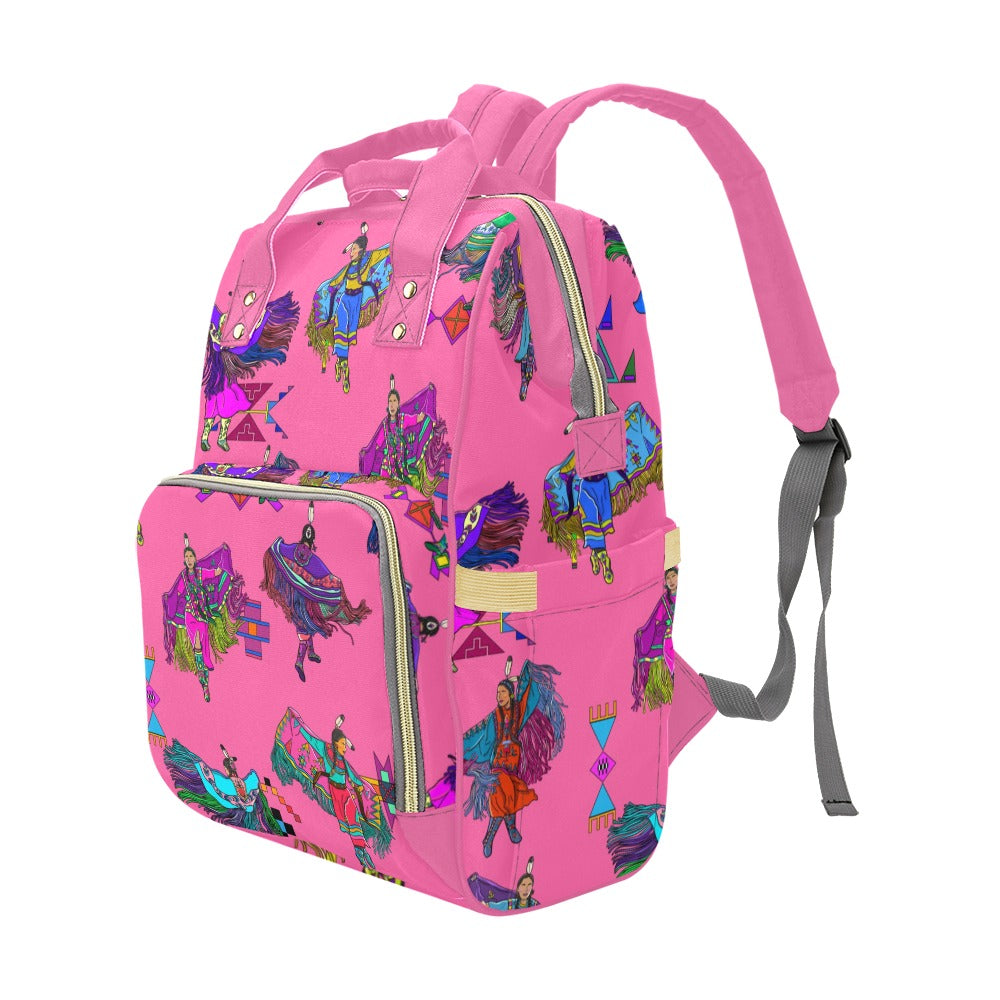 Women's Fancy Dancers Pink Multi-Function Diaper Backpack