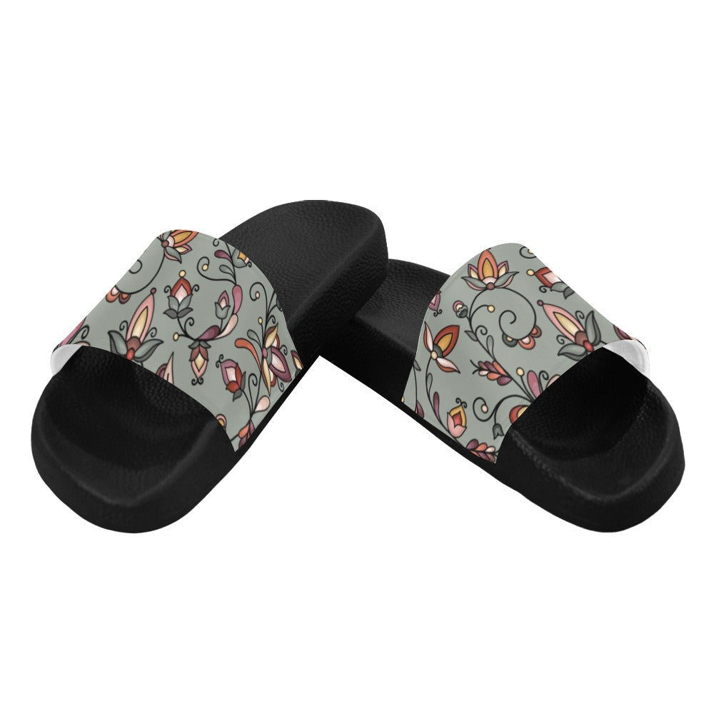 Burnt Sky Petals Green Slide Sandals