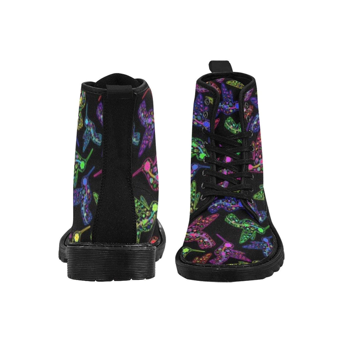 Neon Floral Hummingbirds Boots for Men