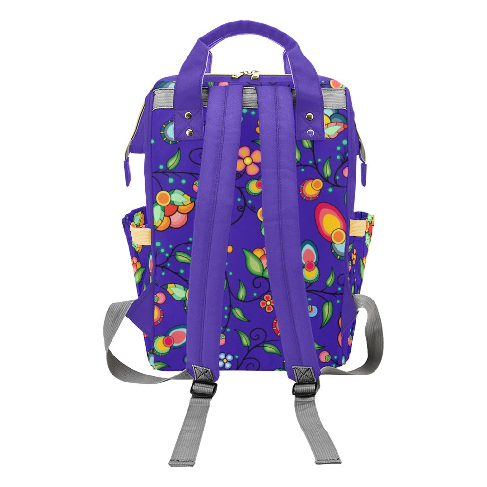 Floral Bounty Blue Multi-Function Diaper Backpack