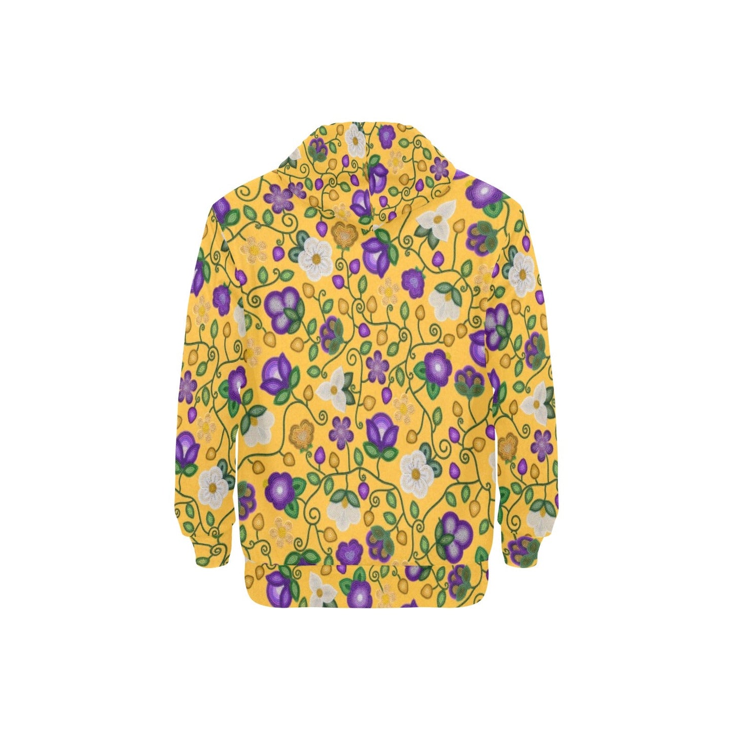 Midnight Moss Bloom Yellow Fleece Hoodie