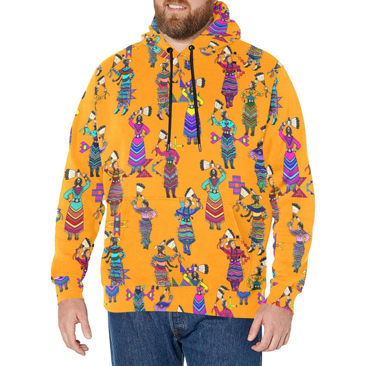 Women's Jingle Dancers Orange Men's Long Sleeve Fleece Hoodie