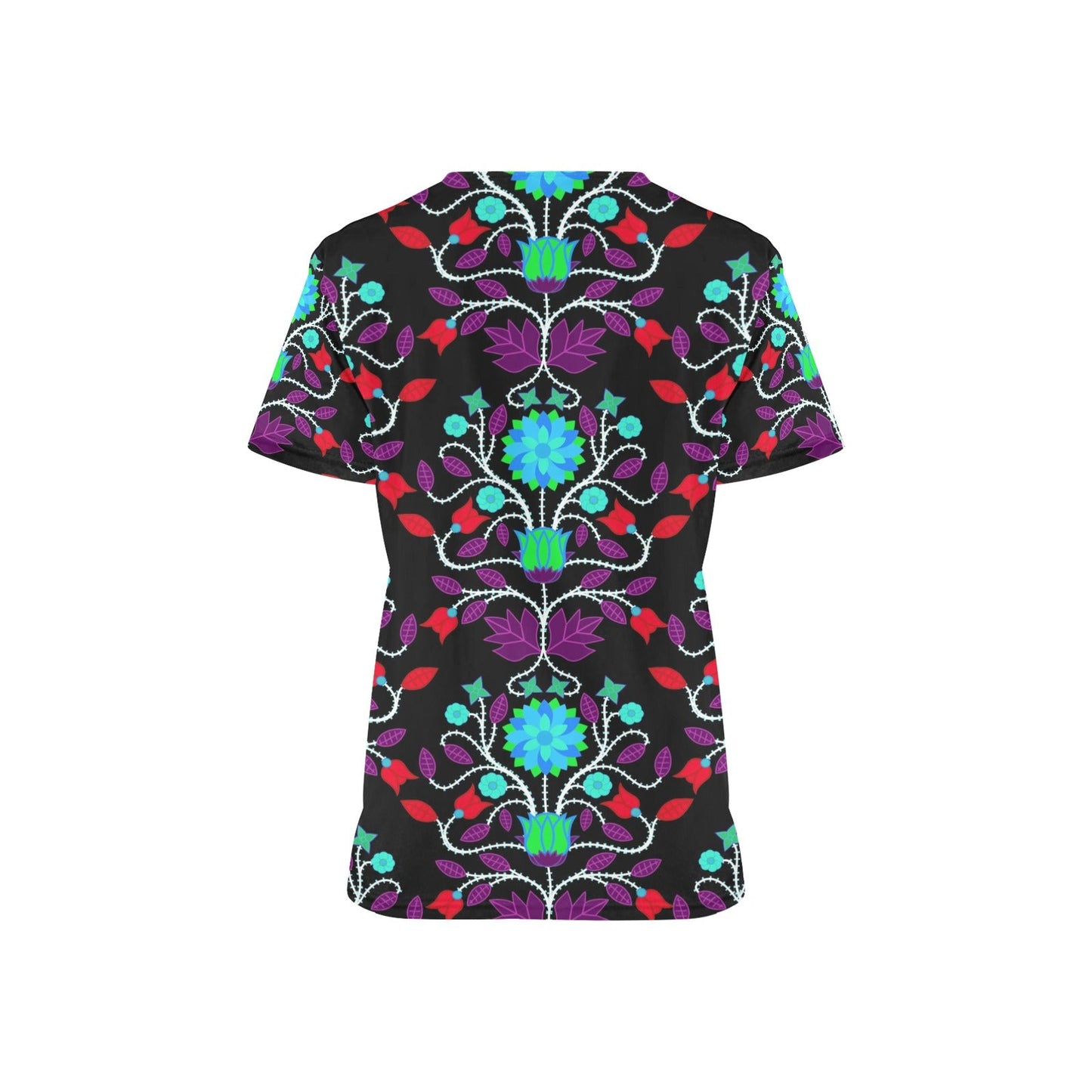 Floral Beadwork Four Clans Winter Scrub Top