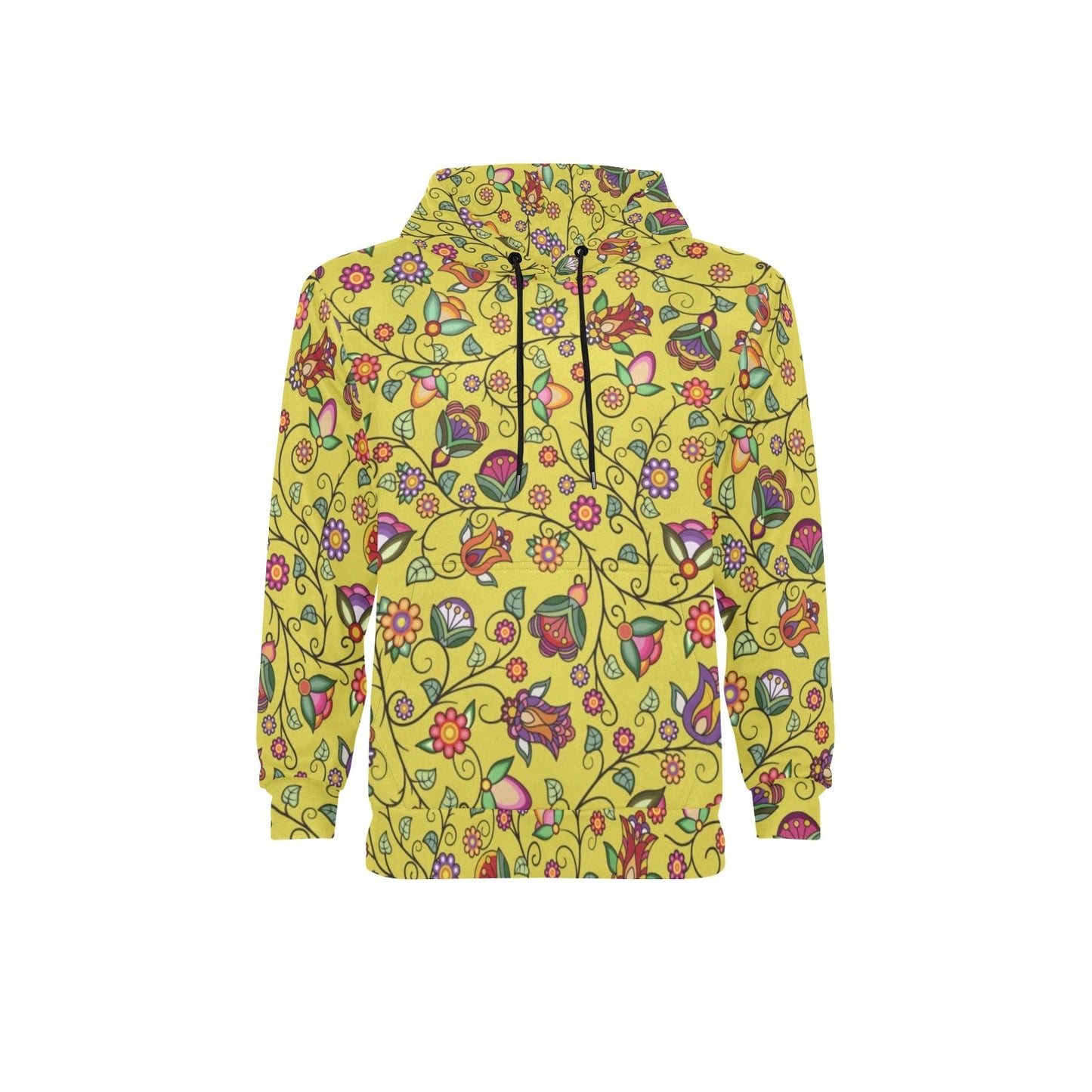 Heartbeat Petals Yellow Men's Long Sleeve Fleece Hoodie