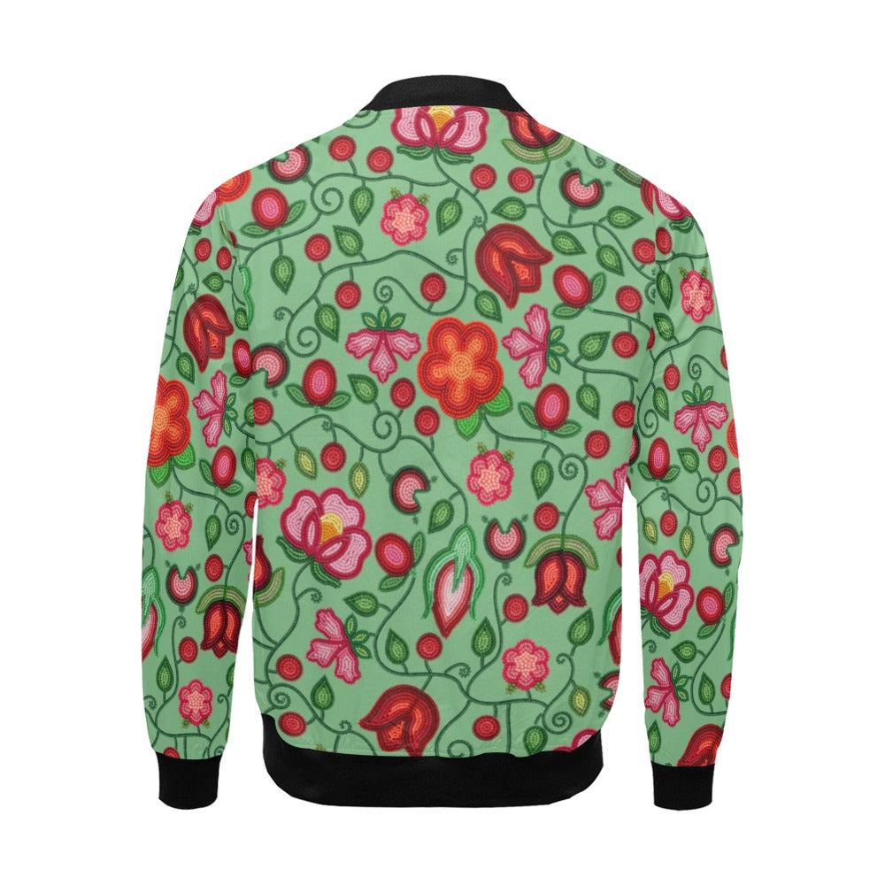 Rose Reverie Green Bomber Jacket