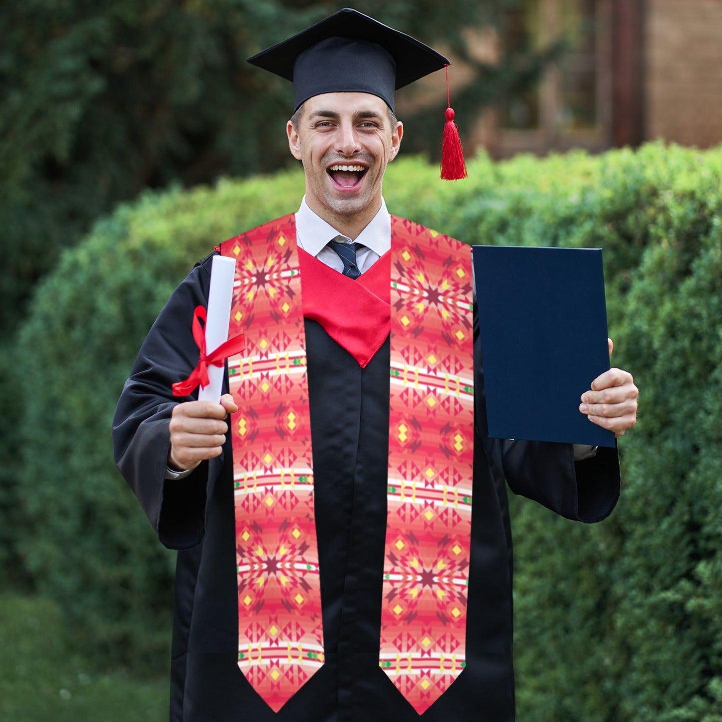 Red Pink Star Graduation Stole