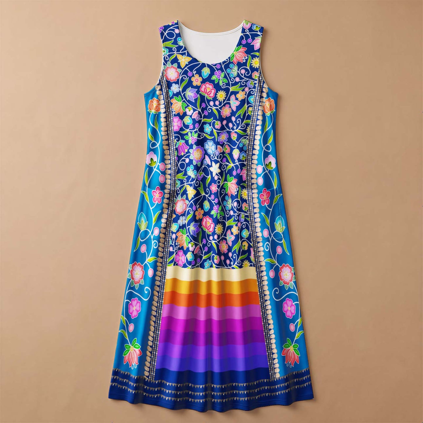 Grandmother's Legacy Dark Blue 1 Women's Sleeveless Long Dress