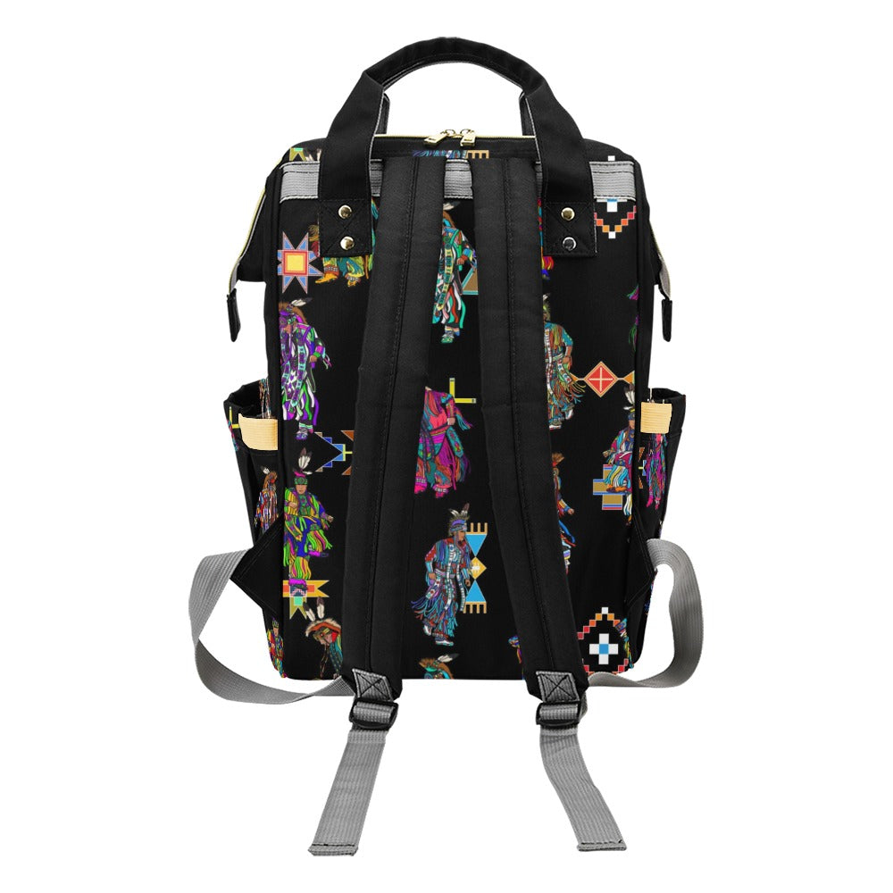 Men's Grass Dancers Black Multi-Function Diaper Backpack