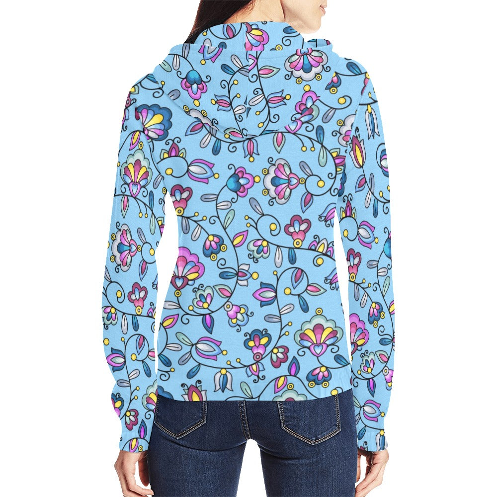 Autumn Bundle Blessing Blue Full Zip Hoodie for Women