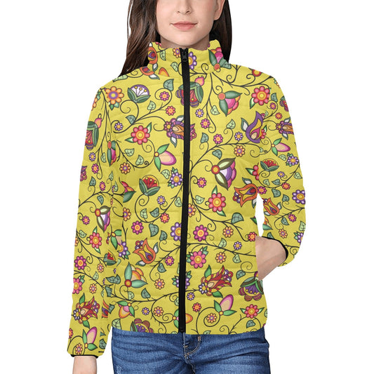 Heartbeat Petals Yellow Women's Padded Jacket