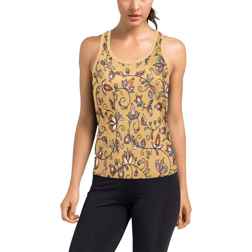 Burnt Sky Petals Gold Women's Racerback Tank Top