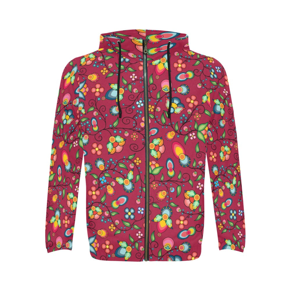 Floral Bounty Magenta Men's Zipper Hoodie