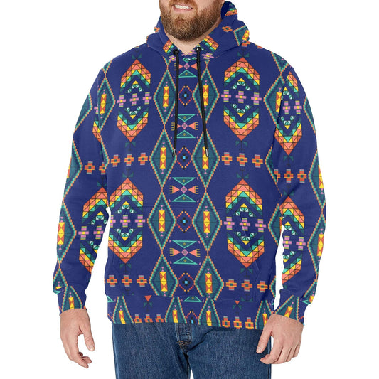 Travois Tipi Blue Men's Long Sleeve Fleece Hoodie