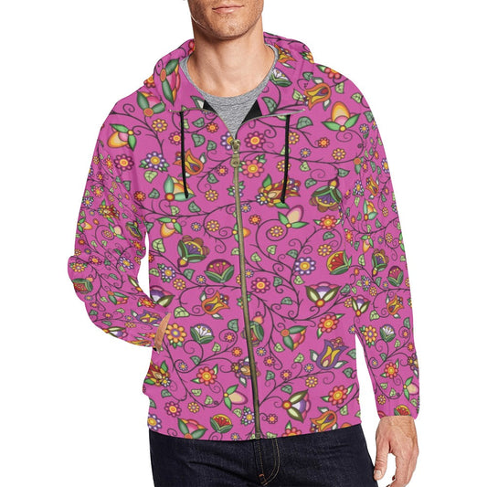 Heartbeat Petals Pink Men's Zipper Hoodie