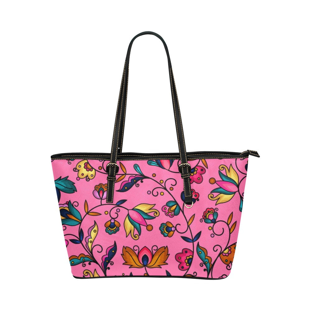 Copper Prairie Petals Pink Leather Tote