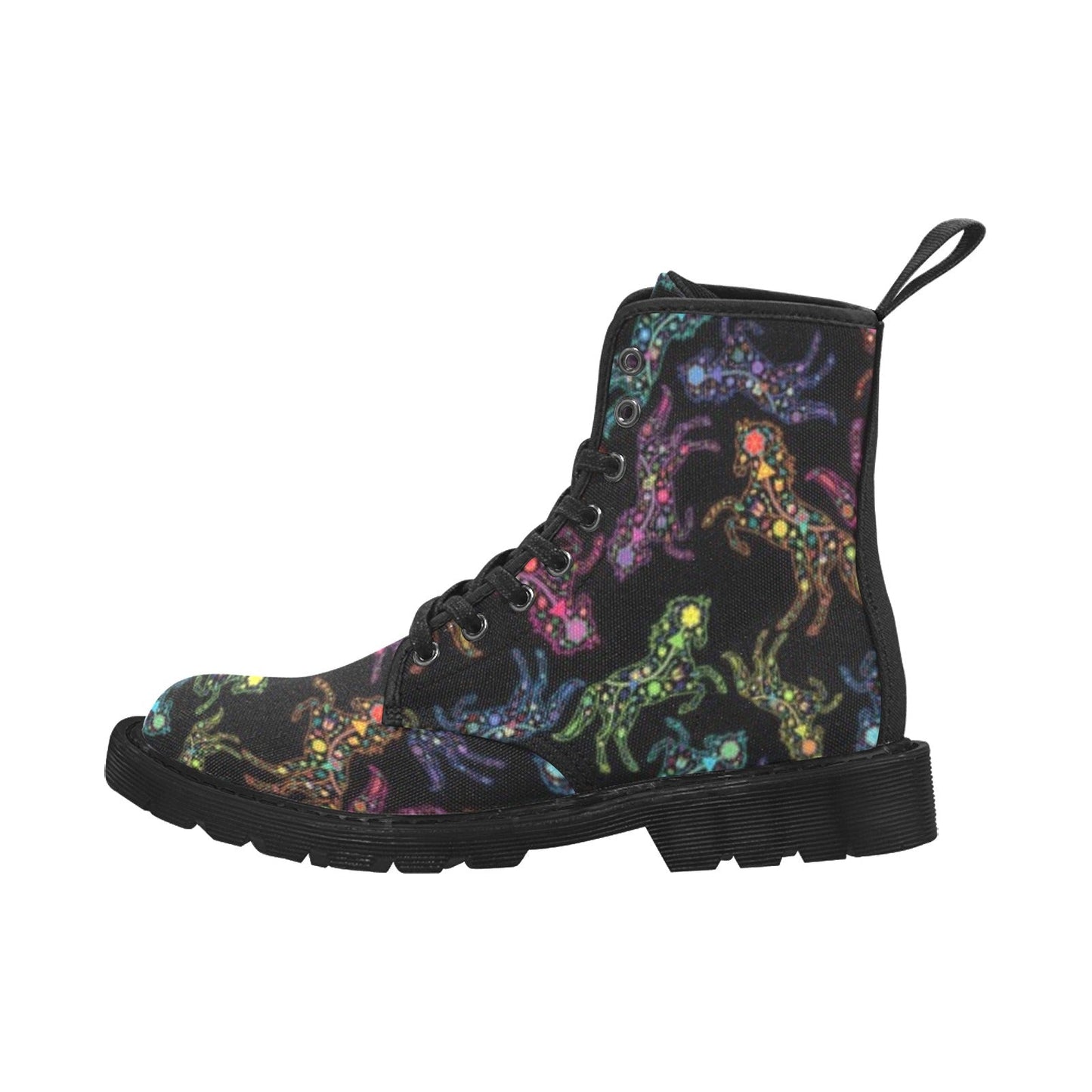 Neon Floral Horses Boots