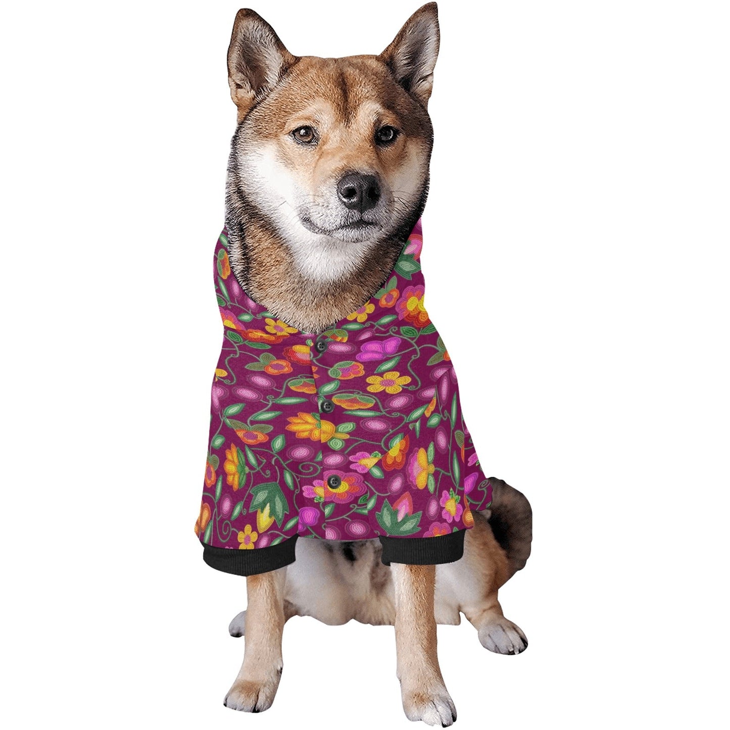 Boreal Bounty Dark Magenta Pet Hoodie