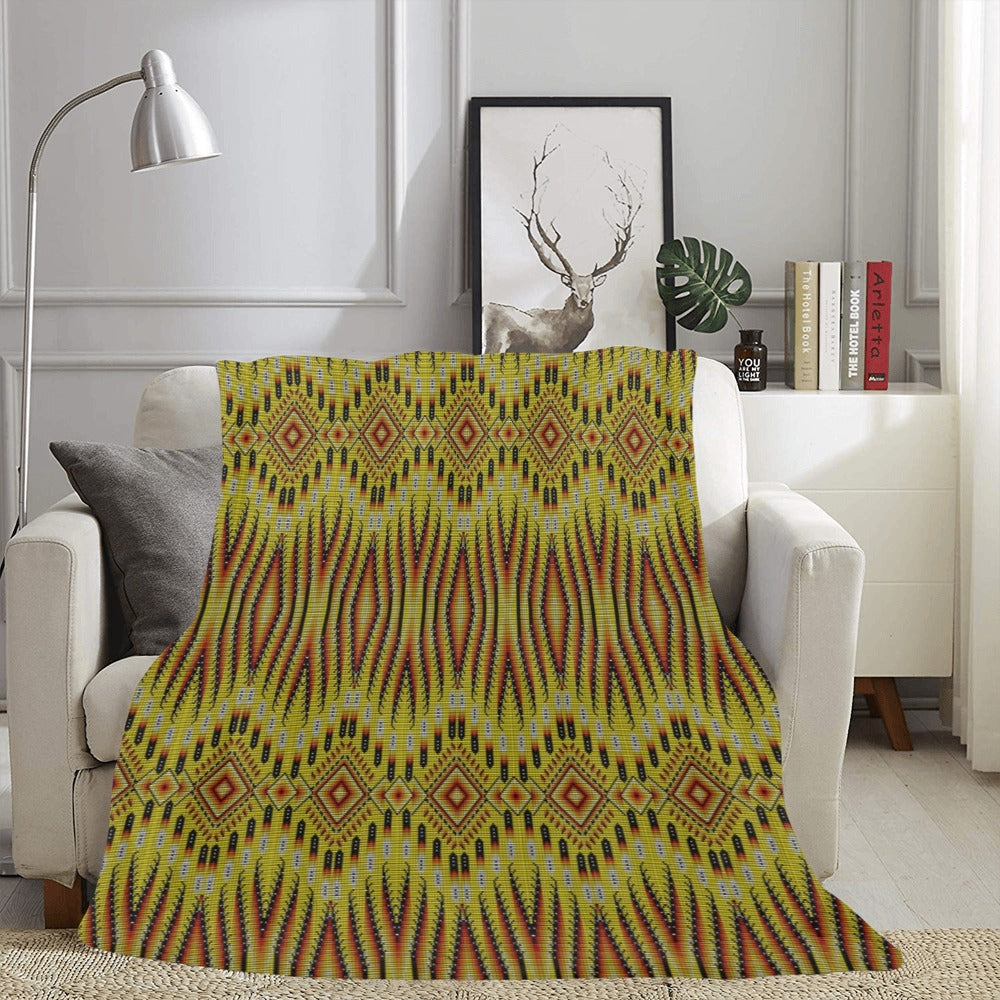 Fire Feather Yellow X-Large Micro Fleece Blanket
