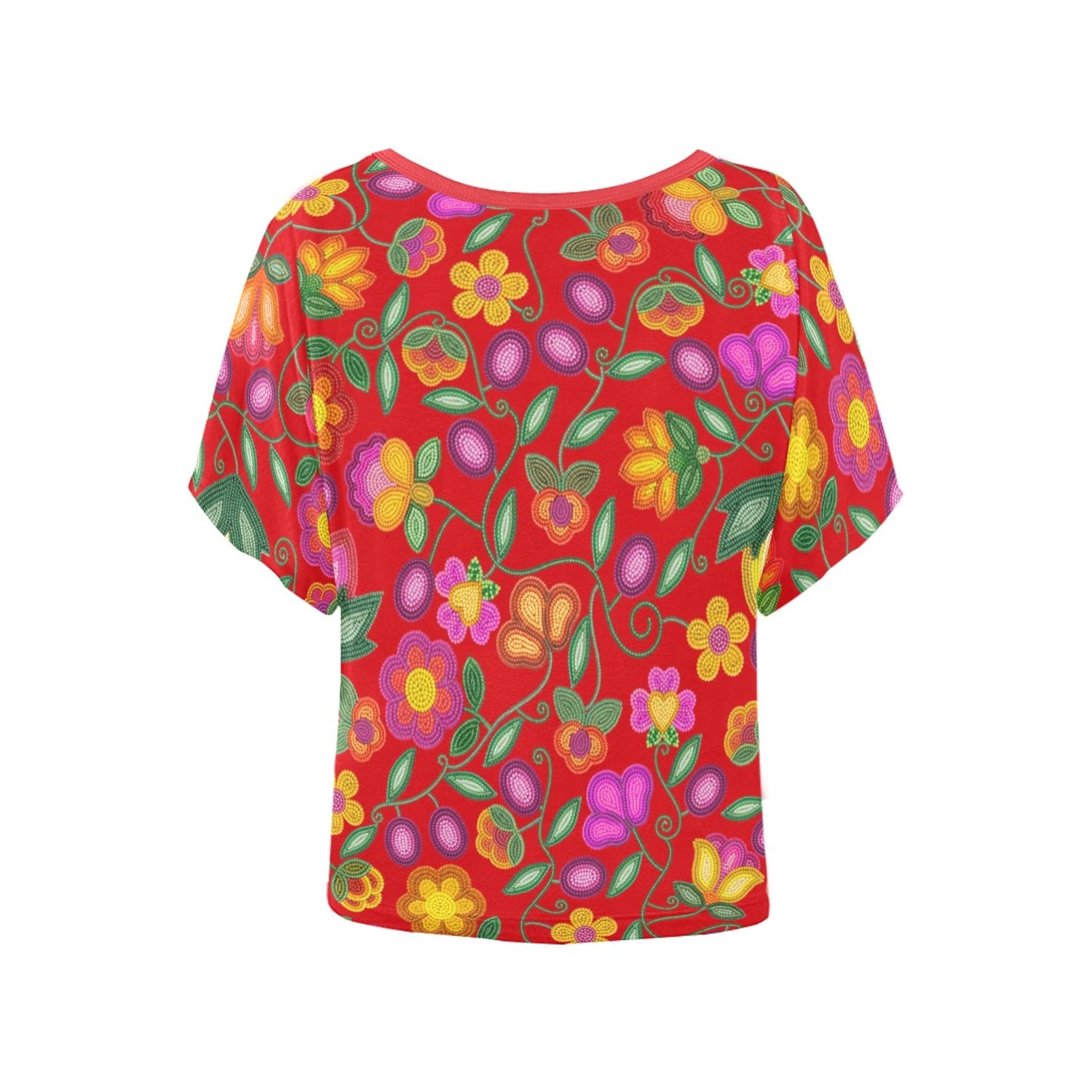 Boreal Bounty Red Batwing Blouse