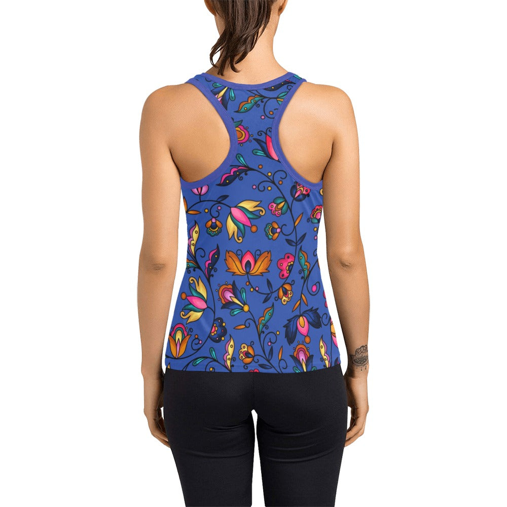 Copper Prairie Petals Blue Women's Racerback Tank Top