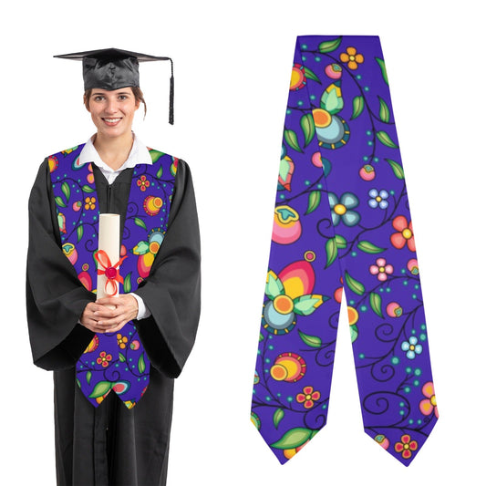 Floral Bounty Blue Graduation Stole