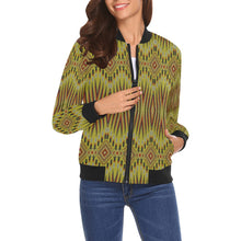Load image into Gallery viewer, Fire Feather Yellow Bomber Jacket for Women
