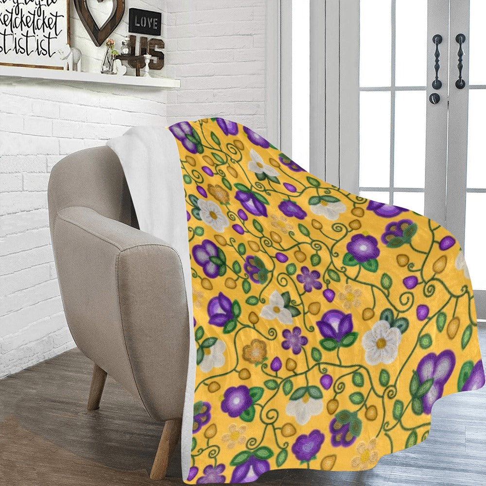 Midnight Moss Bloom Yellow X-Large Micro Fleece Blanket