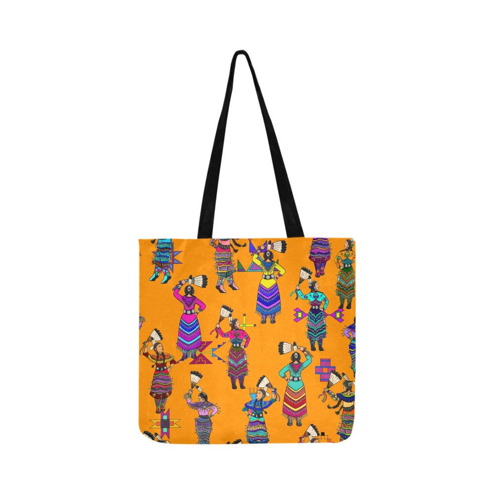 Women's Jingle Dancers Orange Reusable Shopping Bag