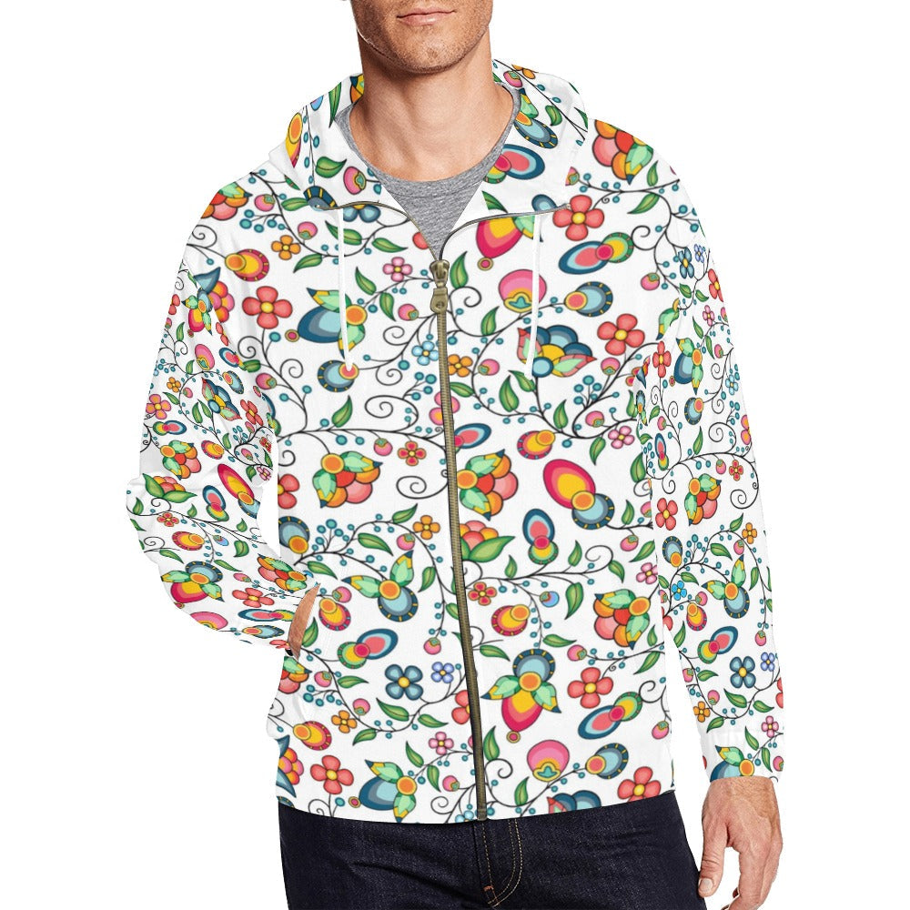 Floral Bounty White Men's Zipper Hoodie