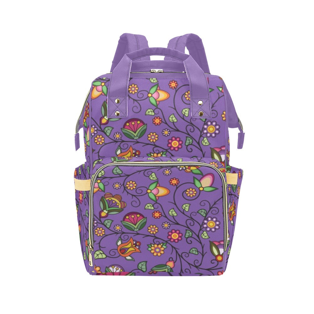 Heartbeat Petals Purple Multi-Function Diaper Backpack