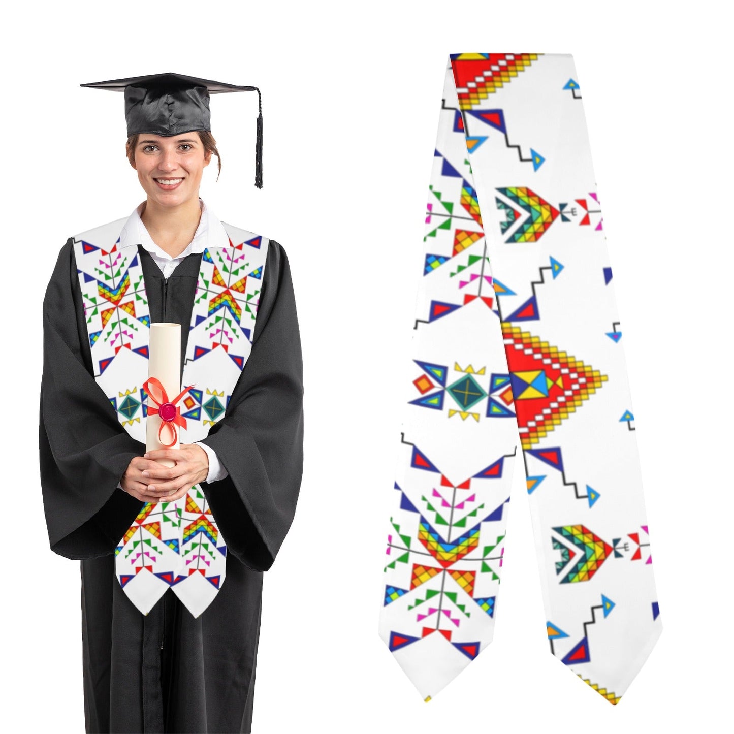 Buffalo Jump White Graduation Stole