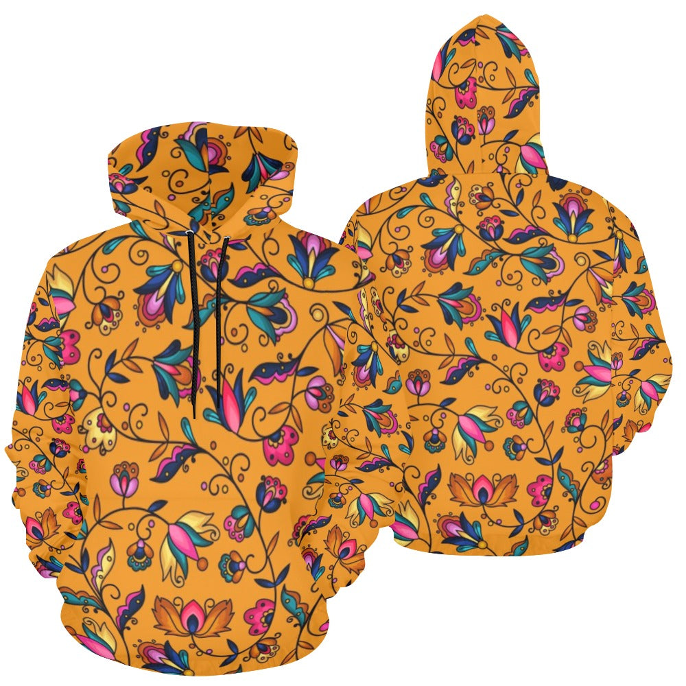 Copper Prairie Petals Orange Hoodie for Women