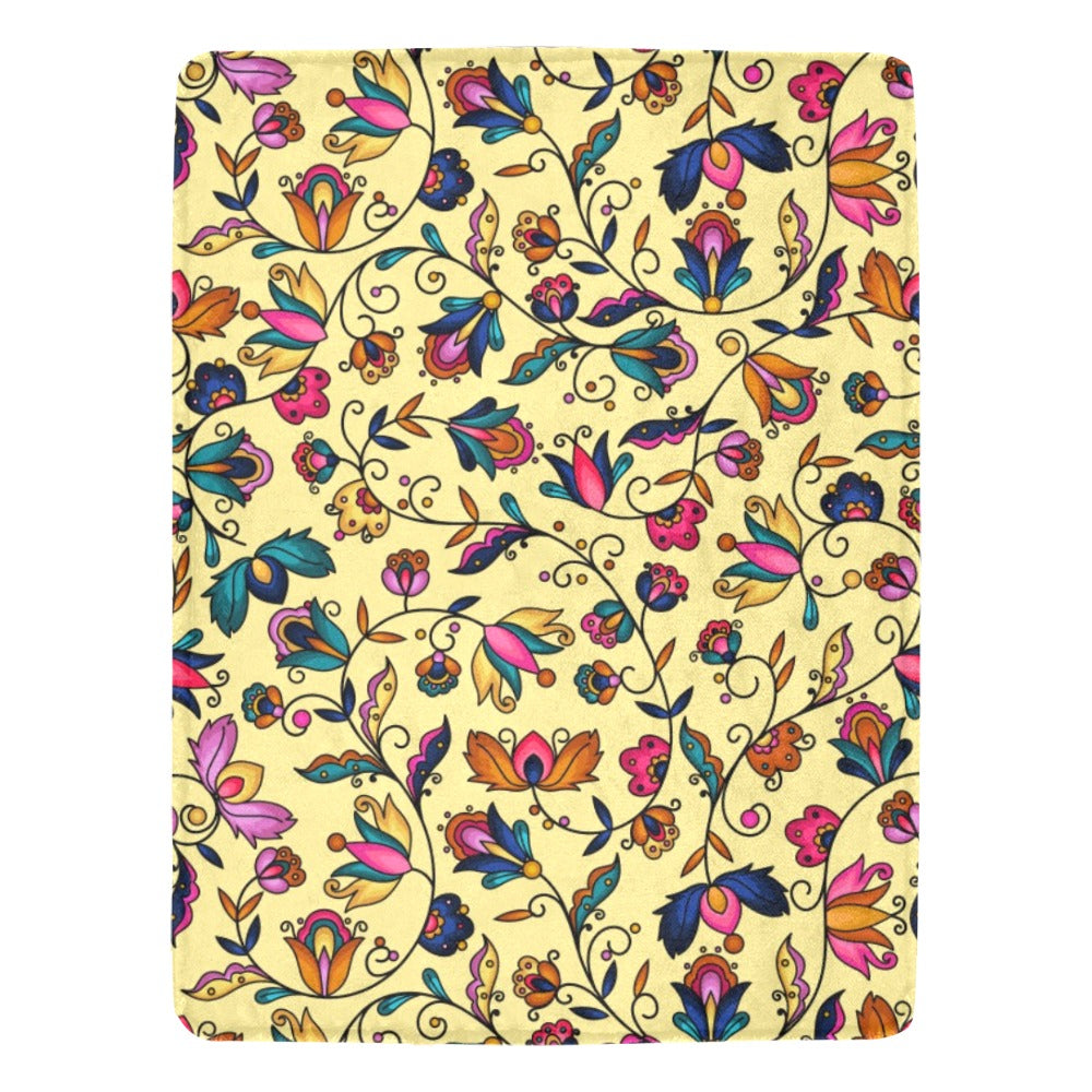 Copper Prairie Petals Yellow X-Large Micro Fleece Blanket