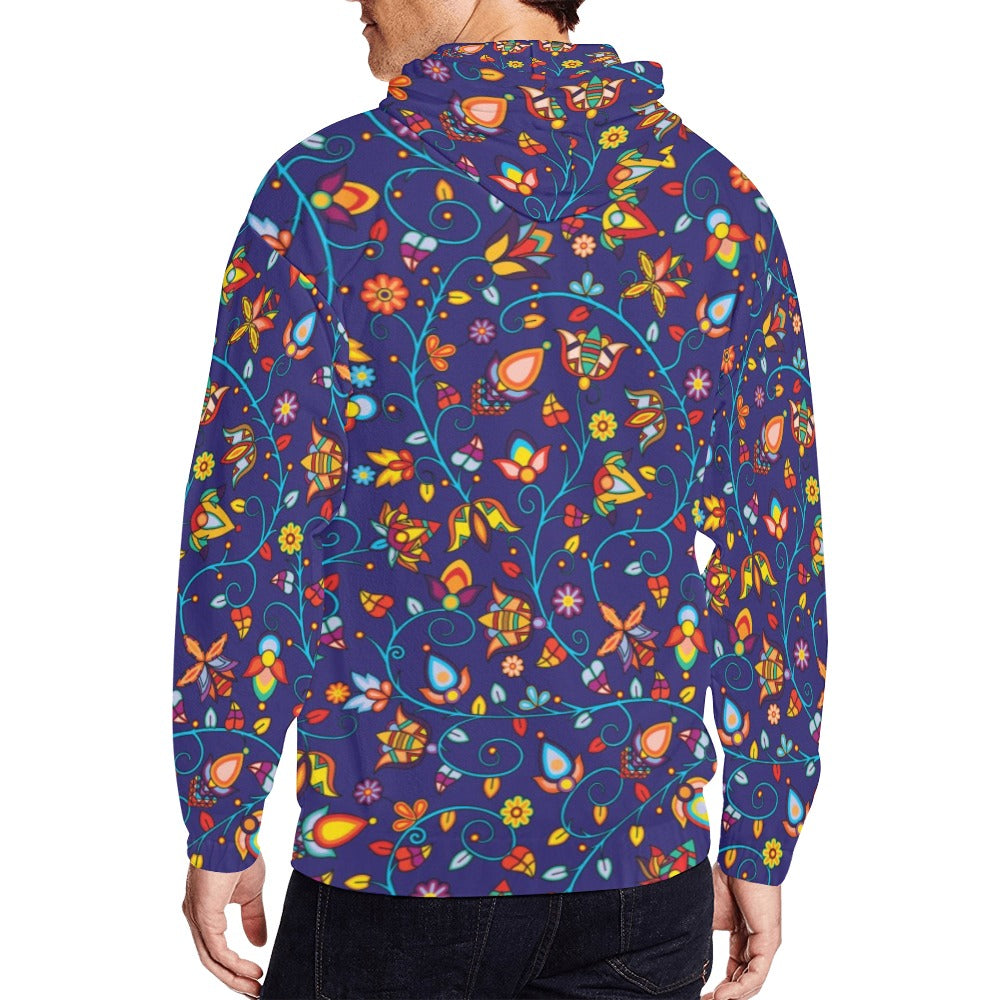 Thorny Path Blue Men's Zipper Hoodie