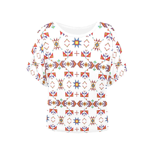Scattered Generations White Women's Batwing-Sleeved Blouse T shirt