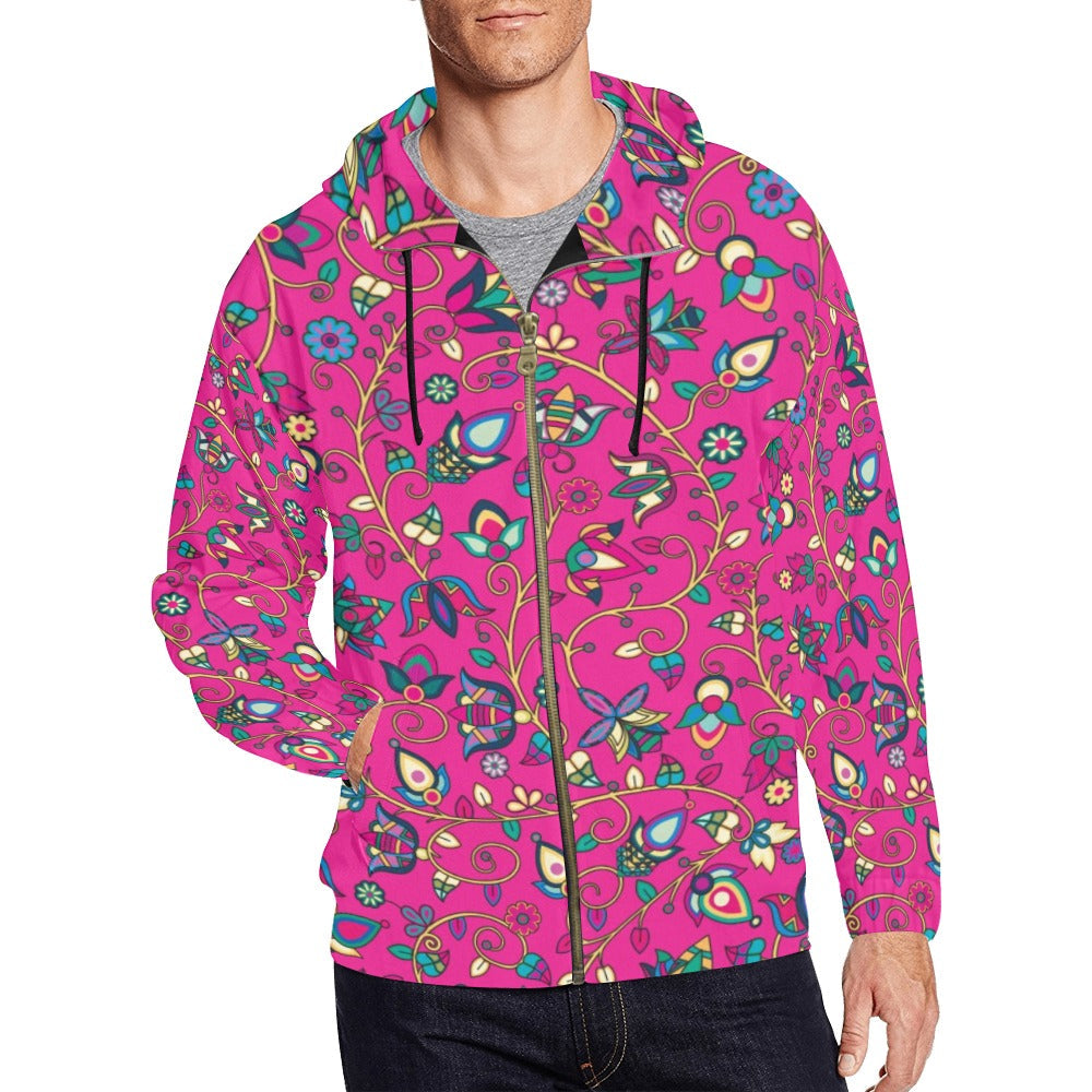 Thorny Path Pink Men's Zipper Hoodie