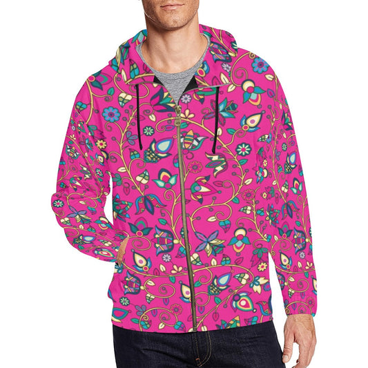 Thorny Path Pink Men's Zipper Hoodie