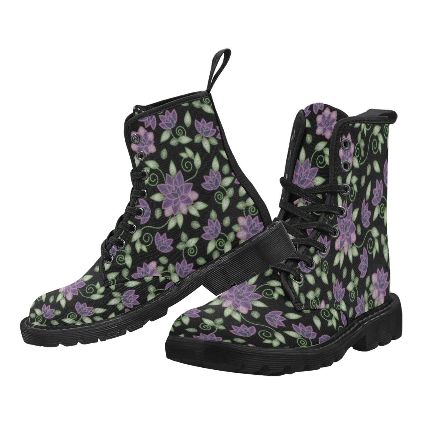 Purple Beaded Rose Boots