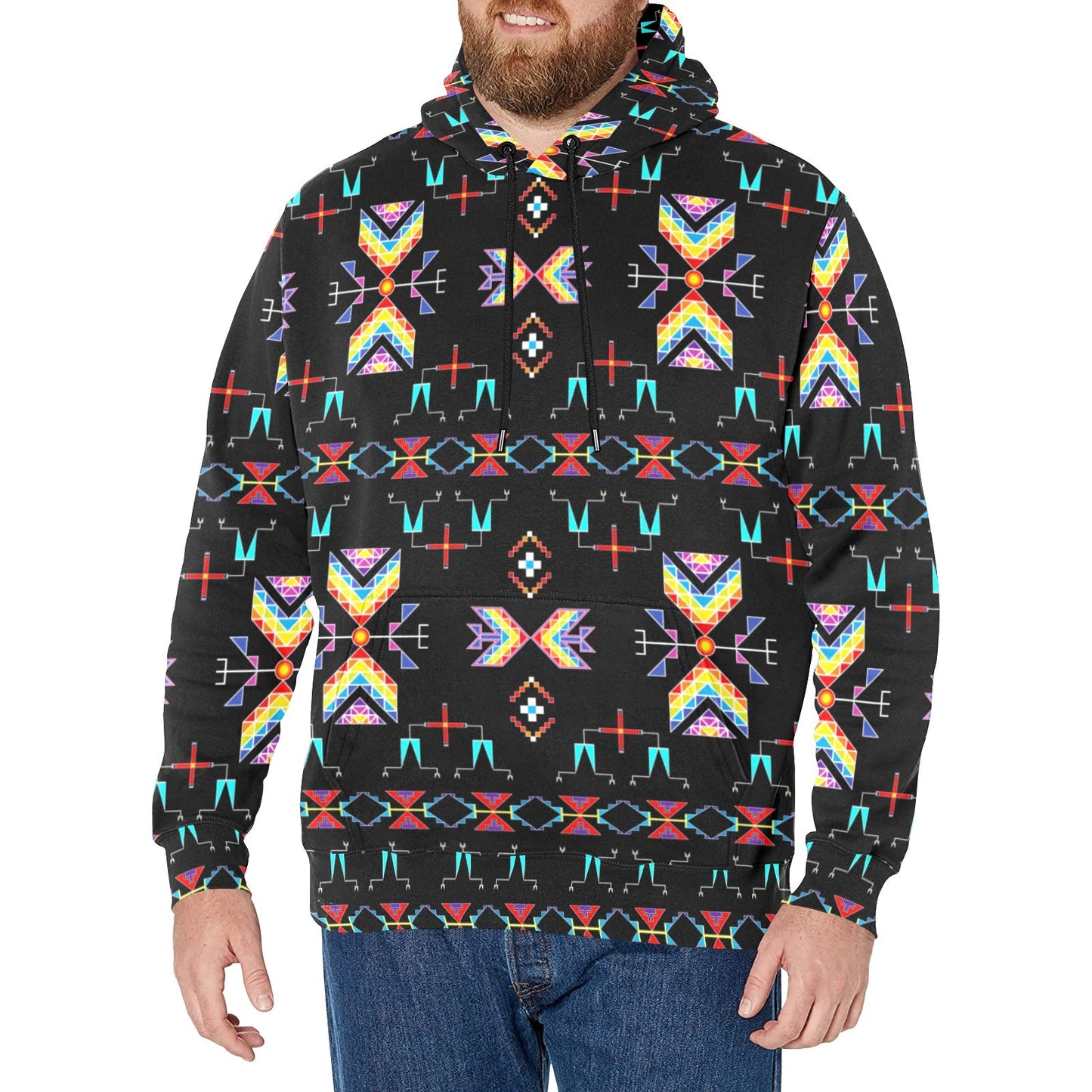 Rainy Chief Rainbow Black Men's Long Sleeve Fleece Hoodie