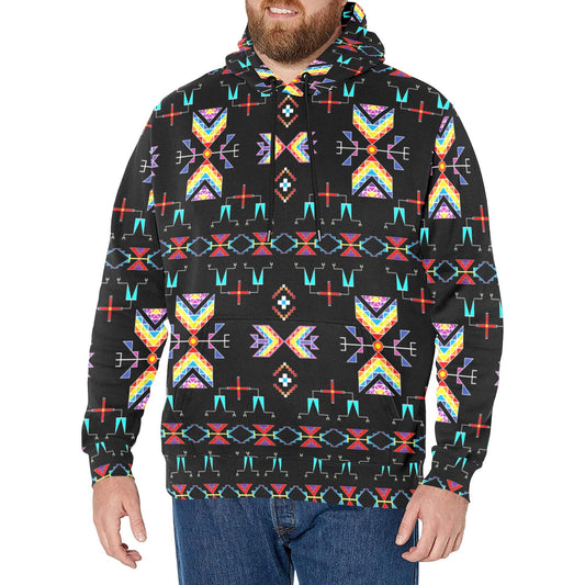 Rainy Chief Rainbow Black Men's Long Sleeve Fleece Hoodie