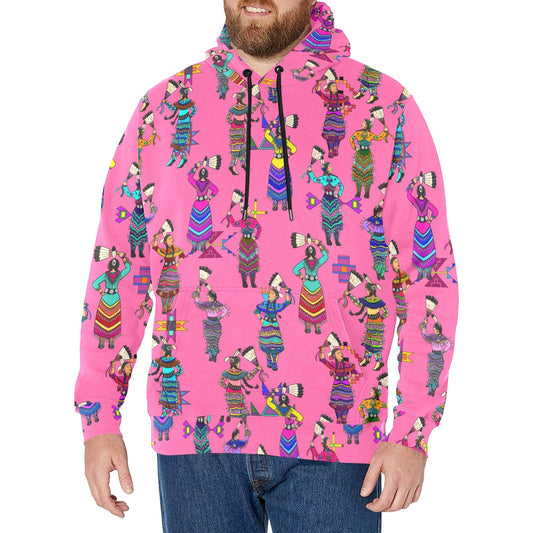 Women's Jingle Dancers Pink Men's Long Sleeve Fleece Hoodie