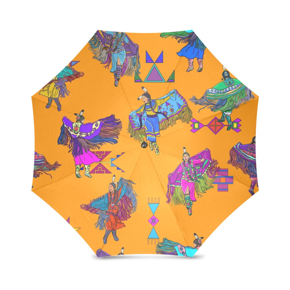 Women's Fancy Dancers Orange Foldable Umbrella