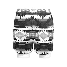 Load image into Gallery viewer, Okotoks Black and White Men&#39;s Sports Shorts with Compression Liner
