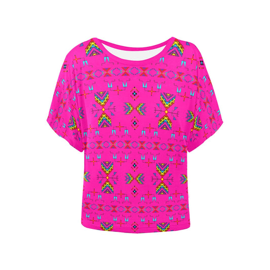 Rainy Chief Rainbow Hot Pink Women's Batwing-Sleeved Blouse T shirt