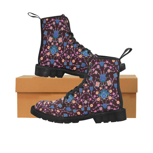 Floral Damask Purple Boots for Men