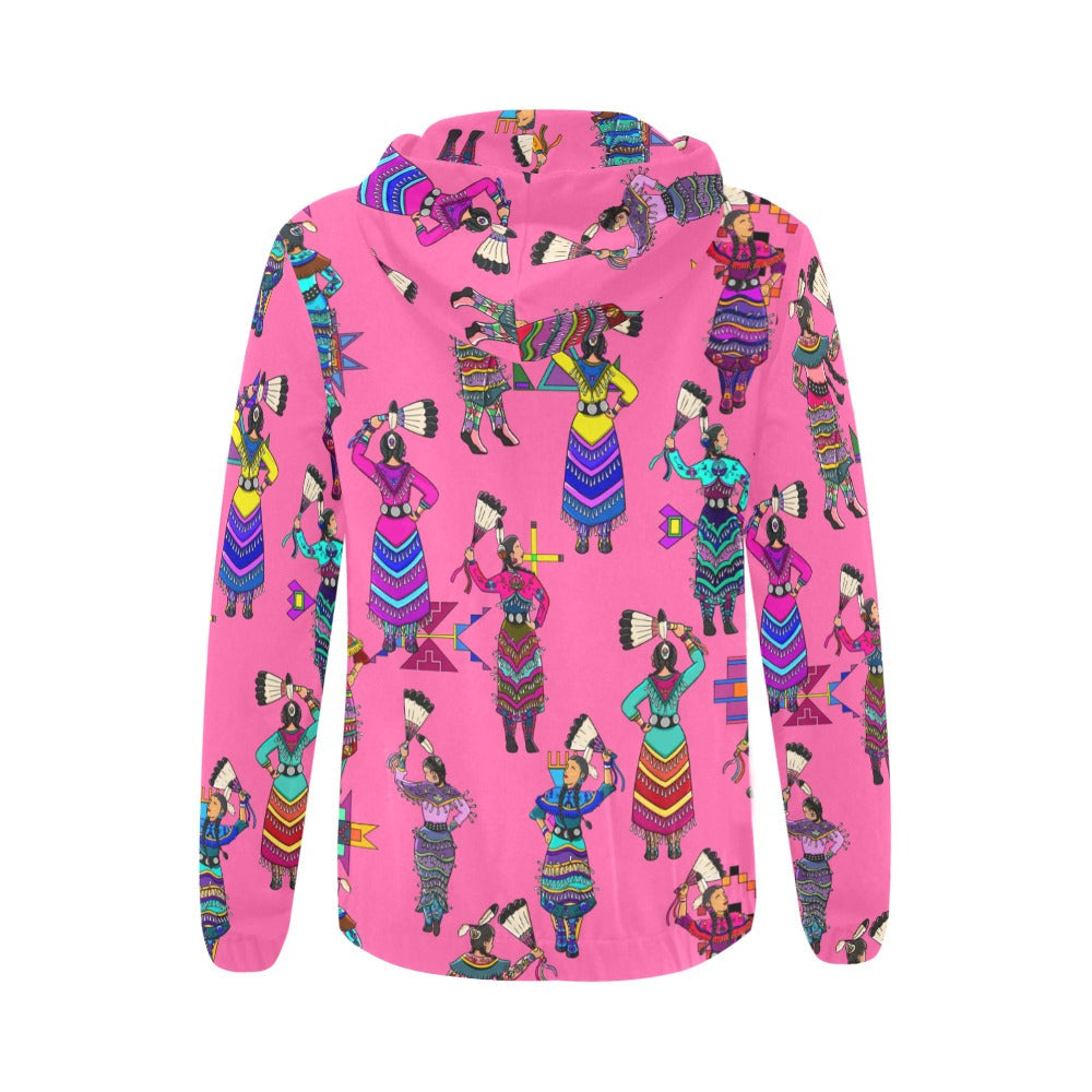 Women's Jingle Dancers Pink Full Zip Hoodie for Women