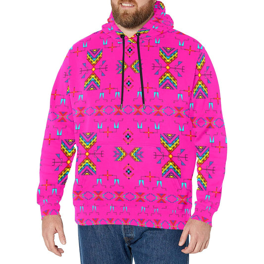 Rainy Chief Rainbow Hot Pink Men's Long Sleeve Fleece Hoodie